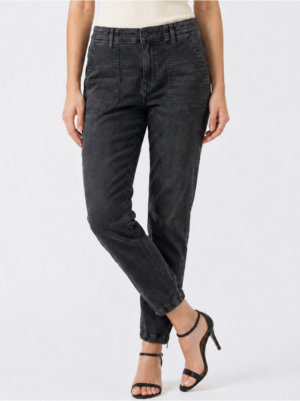 Paige Mayslie Jogger Pants Womens 29 Faded Mist Black Excellent Utility Zipper